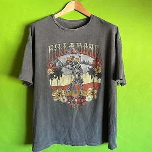Large Grey Billabong graphic skeleton flower surf tee - Picture 1 of 6