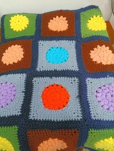 Granny Squares schwarz afghanische Decke 58" x 54" handgefertigt mehrfarbig - Bild 1 von 2