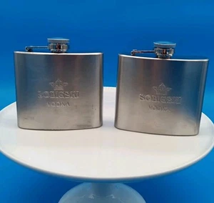 SOBIESKI VODKA Set Of 2 Promo Stainless Steel 5 OZ Flasks - Picture 1 of 7