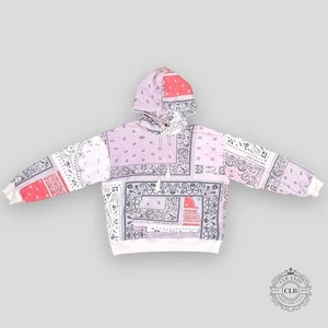 AMIRI PAISLEY PRINT MOCK NECK HOODIE- PINK - Picture 1 of 7