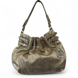 Michael Kors Handbag Women's Bag Gold Metallic Slouch With Dust Bag - Preloved - Picture 1 of 14