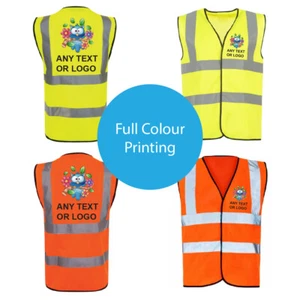 Personalised Hi Vis Vest Custom Printed Hi Viz Vest High Vis Safety Vest - Picture 1 of 4