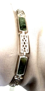 CONNEMARA MARBLE STERLING SILVER CELTIC LINK BRACELET, AVERAGE (M4143-23)