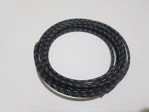 10 pies de colección alambre primario cubierto de tela trenzada calibre 18 GA negro con blanco - Imagen 1 de 4