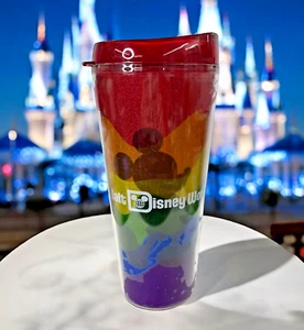 Disney Parks Exclusive Magic Kingdom Rainbow Tumbler 22oz Red Lid - Picture 1 of 8