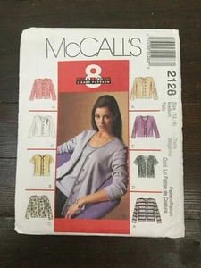 McCalls 2128 Misses Cardigan Top 8 Great Looks Rounded or V-Neck Sz 12-14 Uncut - Picture 1 of 6