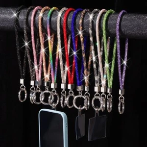 Wrist Straps Hanging Cord Rhinestone Phone Lanyard Crystal Anti-lost Rope - Photo 1 sur 20