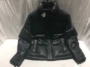K8 CALVIN KLEIN Faux Leather Classic Puffer Jacket Black Mens Size Large - Picture 1 of 11