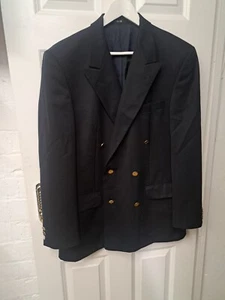 Blazer Daks UK 40 Azul Marino Doble Pecho Dorado Botones Hecho en Inglaterra Lana - Imagen 1 de 16