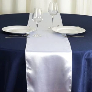 White Satin Table Runners, 30cm x 274cm,  12" x 108" - Picture 1 of 2