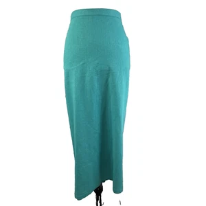 Falda Maggie Barnes Talla Grande 34W Verde Aguamarina Lino Larga Recta Modesta - Imagen 1 de 13