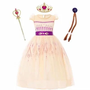 Anna Costume Girls Princess Dress Up Set Halloween Cosplay Birthday Party Outfit - Picture 1 of 6