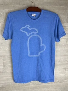 Camiseta The Mitten State 50/50 puntada única azul talla pequeña (Michigan Blood) - Imagen 1 de 8