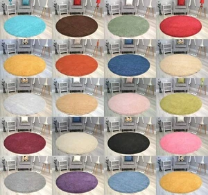 Circular Circle Shaggy Rugs Non Slip Washable Floor Small Large Round Mats Cheap - Picture 1 of 20