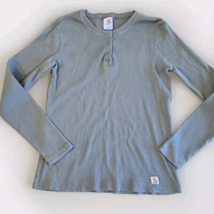 Camicia Henley Carhartt da donna taglia L verde salvia manica lunga a costine - Foto 1 di 5
