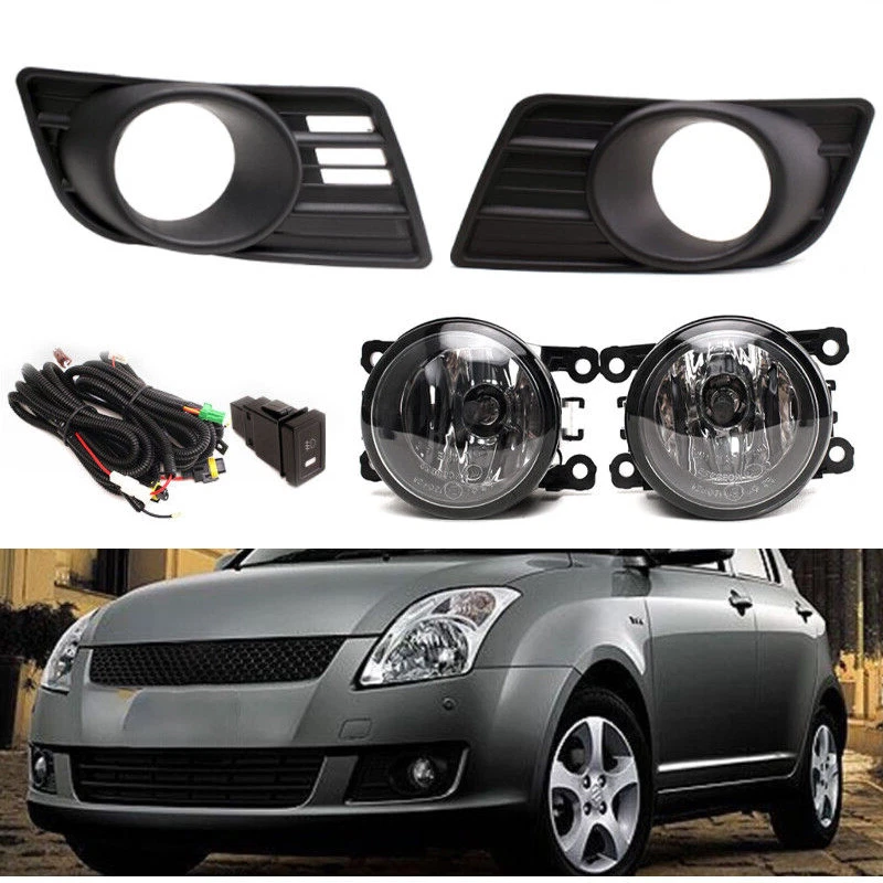 For Suzuki Swift 2007 2008 2009 2010 Set Front Fog Light + Fog lamp Bezel Cover Foto 1 de 4