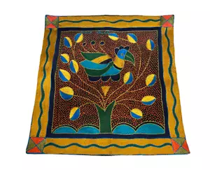 SELTENE Vintage neue Kaross Kissenbezug - handbestickt - gelb blauer Vogel - Bild 1 von 4