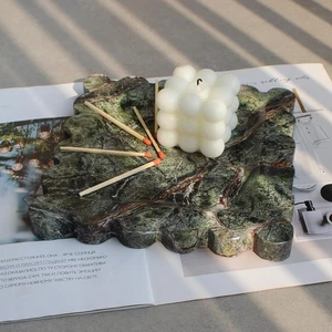 Natural Luxury Marble Tray with Scalloped Edge, Handmade Square Decorative Tr... - Picture 1 of 9