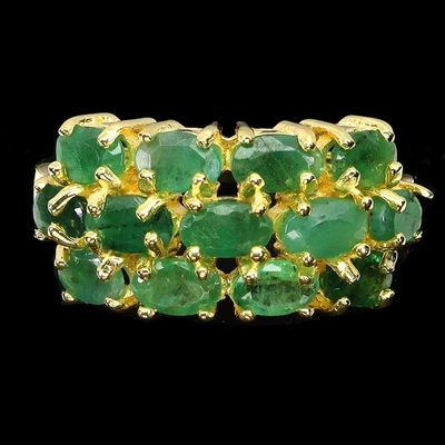 Anillo de plata de ley 925 ovalado esmeralda 5x3 mm piedras preciosas naturales joyería tamaño 8 Foto 1 de 4