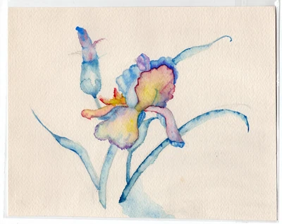 Hand-Painted Original Watercolor Orchid Floral Study Signed 1988 – 8 x 10 Inches - Image 1 of 2