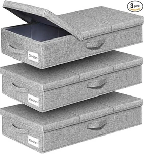 under Bed Storage Containers, 3 Pcs Large Blanket Clothes Storage Bag, Long Flat - Bild 1 von 2