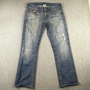 Pantalones de mezclilla True Religion para hombre 30 (32x29) pierna recta desgastados hechos en EE. UU. MDE859CB4 - Imagen 1 de 13