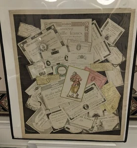 Obra de arte de Trompe-l'œil que representa una colección de asignaturas y papeles franceses - Imagen 1 de 5