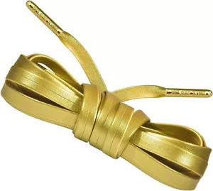 Loop King Schnürsenkel 1 Paar Luxus Leder Schuh Schnürsenkel mit goldenen Spitzen - Bild 1 von 55