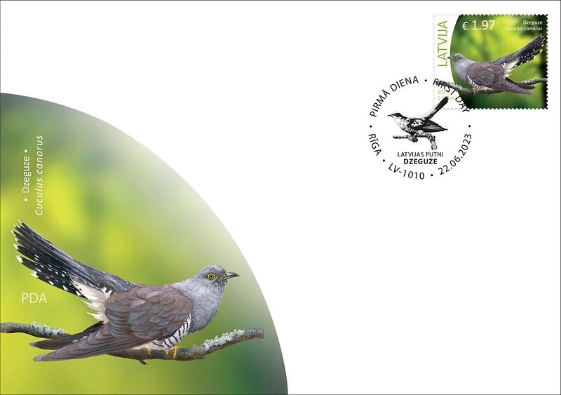 FDC of LATVIA 2023 - Birds - Common Cuckoo - Image 1 of 1