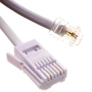 BT Plug to Modem Square RJ11 câble dialup/Sky 2 fils broche croisée 2 m - Photo 1/18
