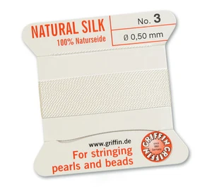 Griffin 100% Natural Silk Cord String Thread Stringing Pearls Beads - 0.5mm #3 - Picture 1 of 12