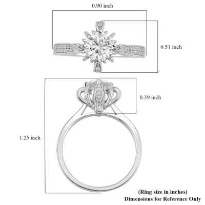 GORGEOUS!!  1.40ctw White Moissanite Princess Crown Ring Rhodium Plated Size 9 - Image 1 of 4