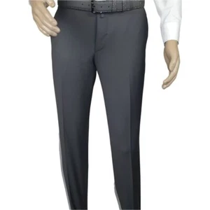 Men's MONO Turkey Slacks 100% Wool Plain Front Slim Fit 2502-08 Mid Gray - Picture 1 of 12