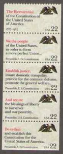 US. 2355-59. 22c. Drafting of The Constitution. Booklet Pane of 5. MNH. 1987 - Picture 1 of 1