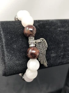 Rose Quartz Garnet Wing Bracelet handcrafted Healing Reiki P15 - Picture 1 of 7
