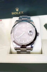 Rolex Datejust II 116334 Diamond Dark Rhodium 18k Gold Bezel Full Set Full Links - Picture 1 of 9