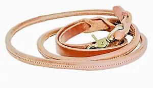 LEASH DOG HARNESS ROUNDLEATHER 3/4X6' WITH SOLID BRASS SNAP L05236-HL-SB UNISEX - Picture 1 of 8
