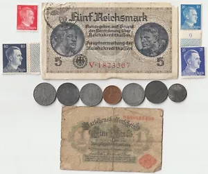 Original Rare Old WWII Germany Note Stamp Eagle Coin Collector's Collection Lot - Picture 1 of 2