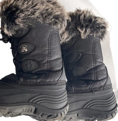 Botas de nieve de invierno negras Kamik para niños talla 2 (8,26) pulgadas L elásticas de piel sintética nuevas sin etiquetas Foto 1 de 4