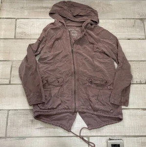 Purple Canvas Utility Hooded Jacket Coat Women's Medium Pockets American Eagle - Picture 1 of 7