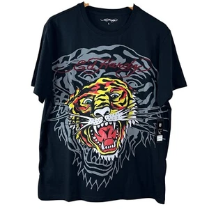 Ed Hardy Unisex Tee Faded Black Cotton Blend Tiger Graphic Y2K Artsy Size L - Bild 1 von 9