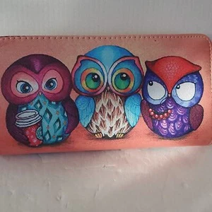 New Whimsical Owl Wallet 2 Moda Double Zipper Multi Pocket Wallet - Picture 1 of 9