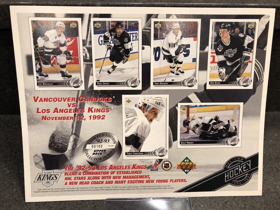 UPPER DECK VANCOUVER CANUCKS VS LOS ANGELES KINGS PROMO SHEET #/18,000 - Image 1 of 1