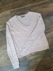 Brandy Melville Cropped Cable Knit Pink Sweater Size Small - Picture 1 of 12