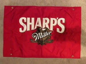 Vtg Miller Brewing Co Sharps Non Alcholic Beer Red Nylon Flag Banner Man Cave - Picture 1 of 4