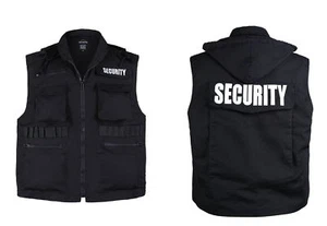 Mens Black SECURITY Vest outwear Uniform - Picture 1 of 9