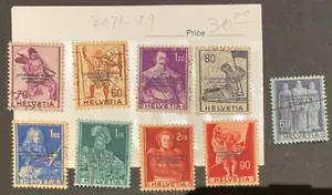 WORLD STAMPS, SWITZERLAND HELVETIA, #3071 - #3079, some UNUSED & used / hinged - Picture 1 of 5