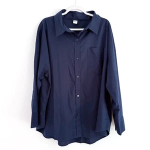 SET Active Oversized Long Sleeve Button Down XL Navy Blue Cotton Poplin - Picture 1 of 10