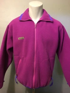 Vtg 80s 90s Ladies Columbia Pink Purple Fleece Zip Up Ski Jacket Womens S Coat - Picture 1 of 8