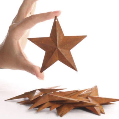 12 Rusty Barn Stars Star 3.75 in 3 3/4" Dimensional 2D w/ Hole Craft Country - Image 1 of 4